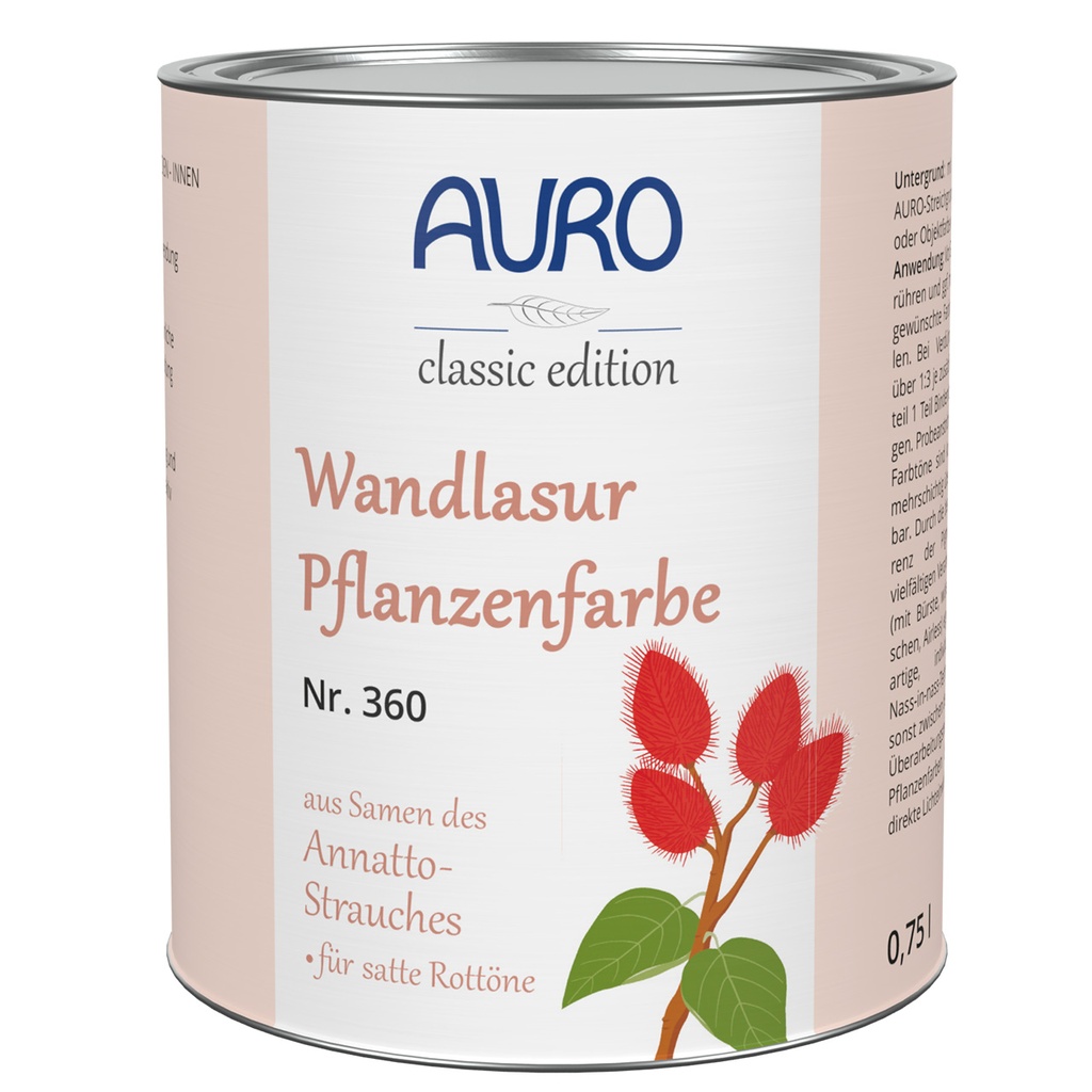 AURO Wandlasur-Pflanzenfarbe, reseda-krapp-orange Nr. 360-29 0,375l