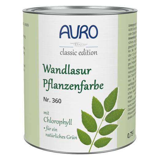 [FU36061007] AURO Wandlasur-Pflanzenfarbe, blattgrün Nr. 360-61 0,75L
