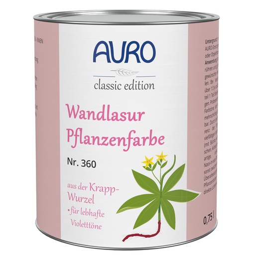 [FU36038007] AURO Wandlasur-Pflanzenfarbe, krapp-rot (violett) Nr. 360-38 0,75l