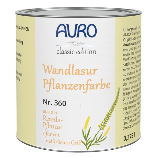 [FU36011003] AURO Wandlasur-Pflanzenfarbe, reseda-gelb Nr. 360-11 0,375l