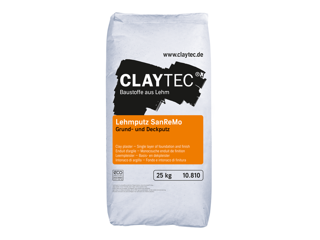 Claytec Lehmputz SanReMo 25 kg Sackware