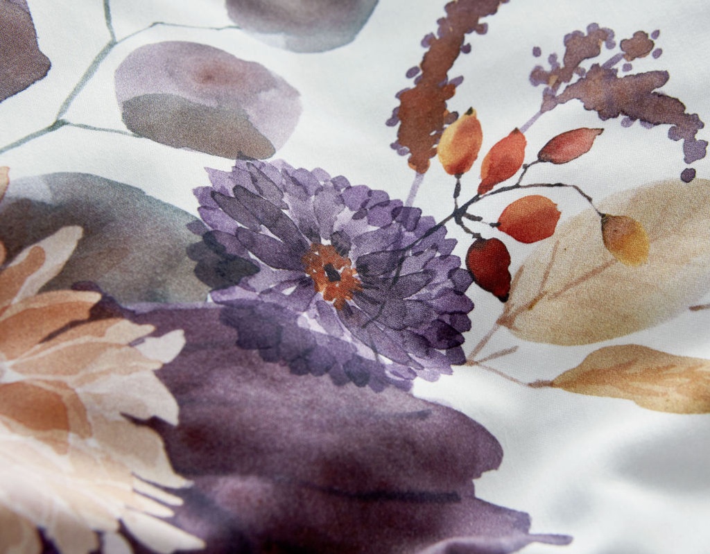 Cotonea Bio Satin-Bettwäsche Herbstblumen 135x200 + 80x80 cm
