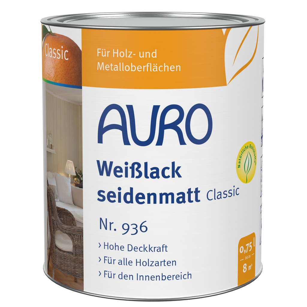 AURO Weißlack, seidenmatt, Classic Nr. 936 0,75l