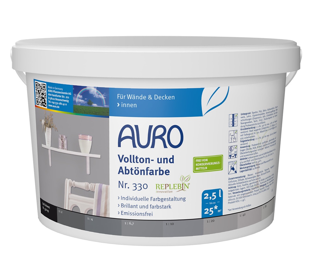 AURO Abtönfarbe, Erd-Schwarz Nr. 330-99 2,5l