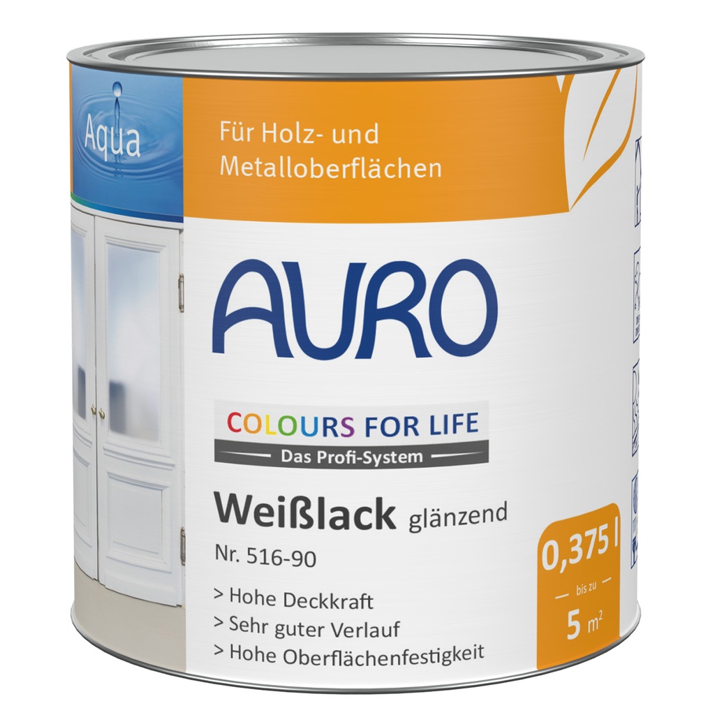 AURO CfL Weißlack glänzend Nr. 516-90 0,375l
