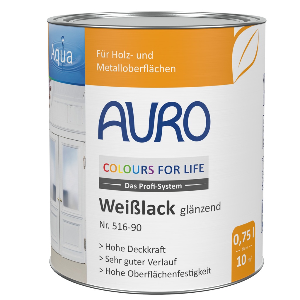 AURO CfL Weißlack glänzend Nr. 516-90 0,75l