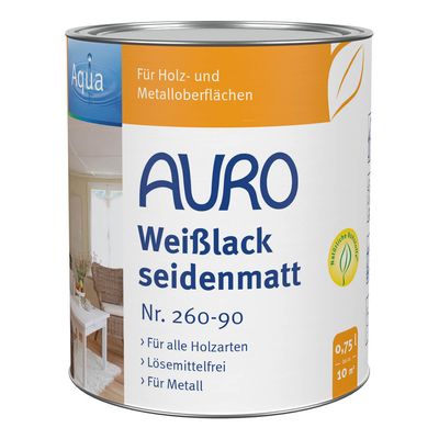 AURO Weißlack seidenmatt, Weißlack, Aqua Nr. 260-90 0,75l
