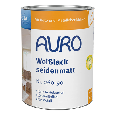 AURO Weißlack seidenmatt, Weißlack, Aqua Nr. 260-90 2,5l