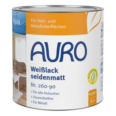AURO Weißlack seidenmatt, Weißlack, Aqua Nr. 260-90 0,375l