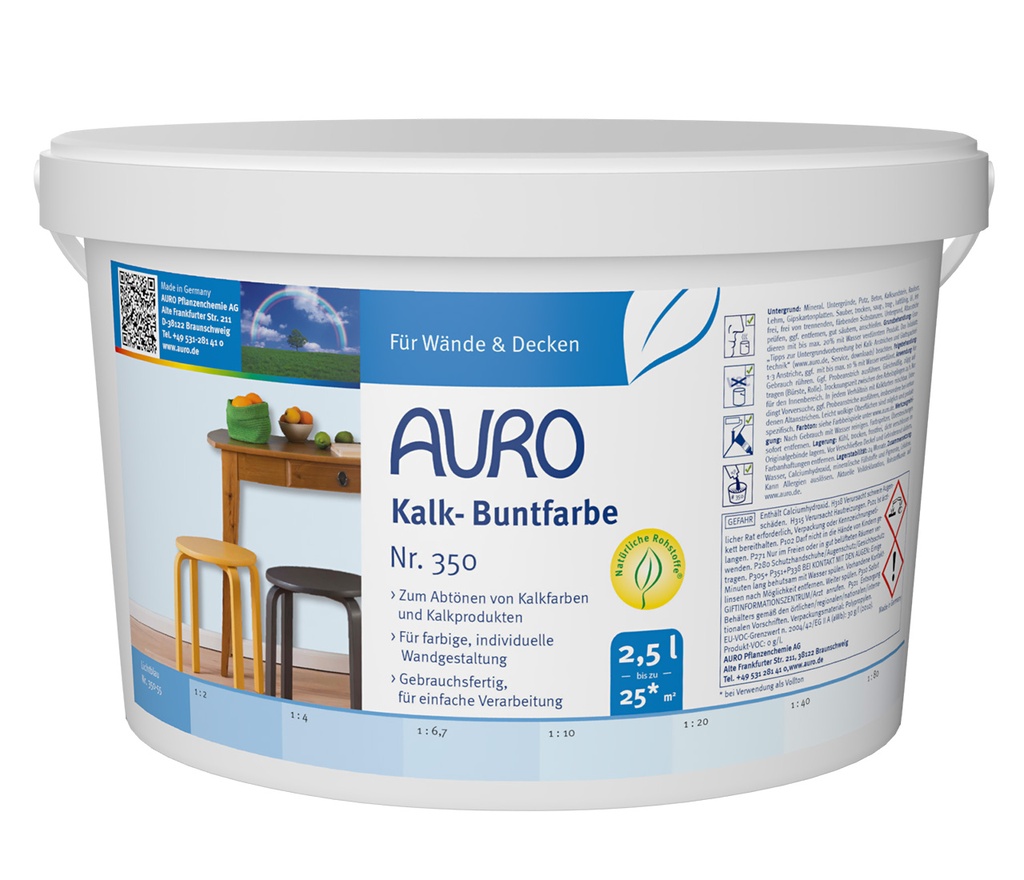 AURO Kalk-Buntfarbe Lichtblau 2,5l
