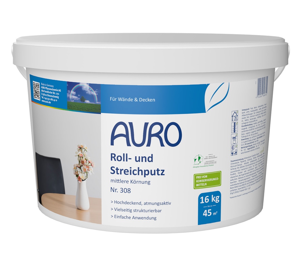 AURO Roll- und Streichputz -mittlere Körnung- 16 kg Gebinde