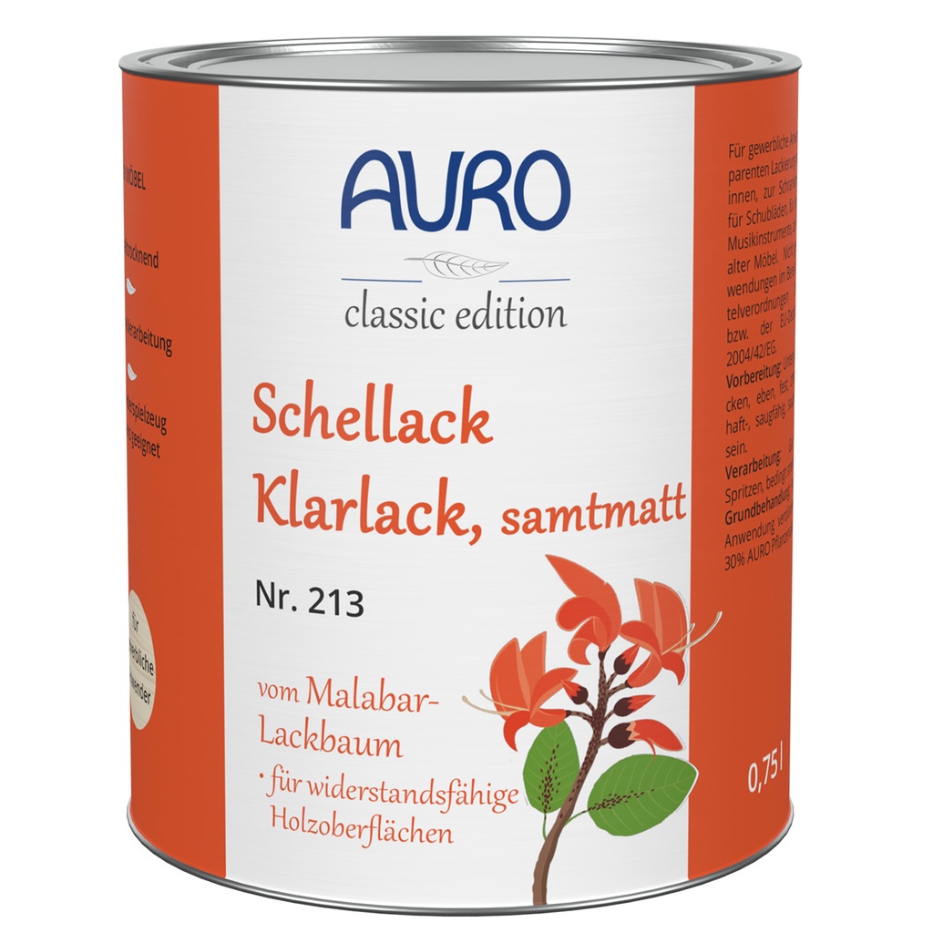 AURO Schellack-Klarlack samtmatt 0,75l