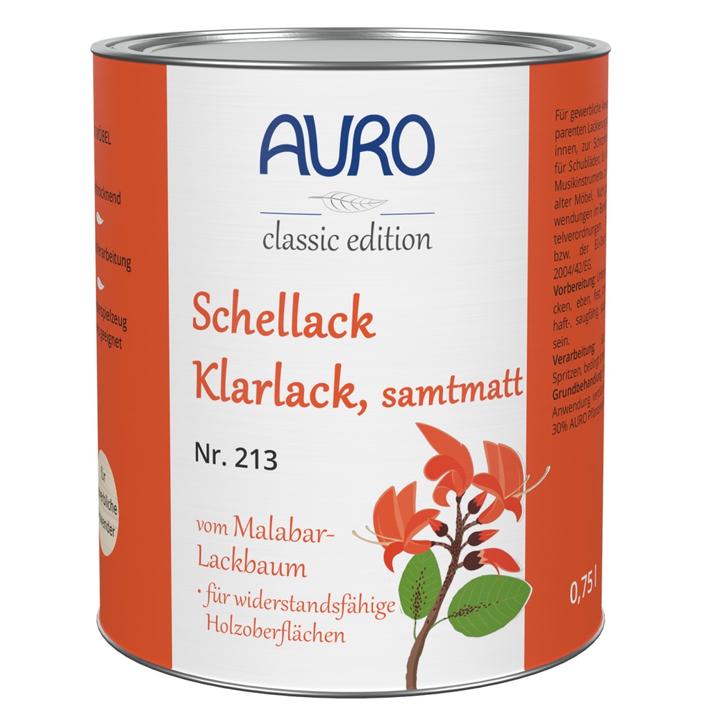 AURO Schellack-Klarlack samtmatt Nr. 213 0,75l