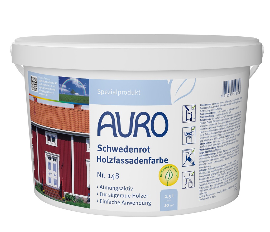 AURO Schwedenrot Holzfassadenfarbe 2,5l Nr. 148