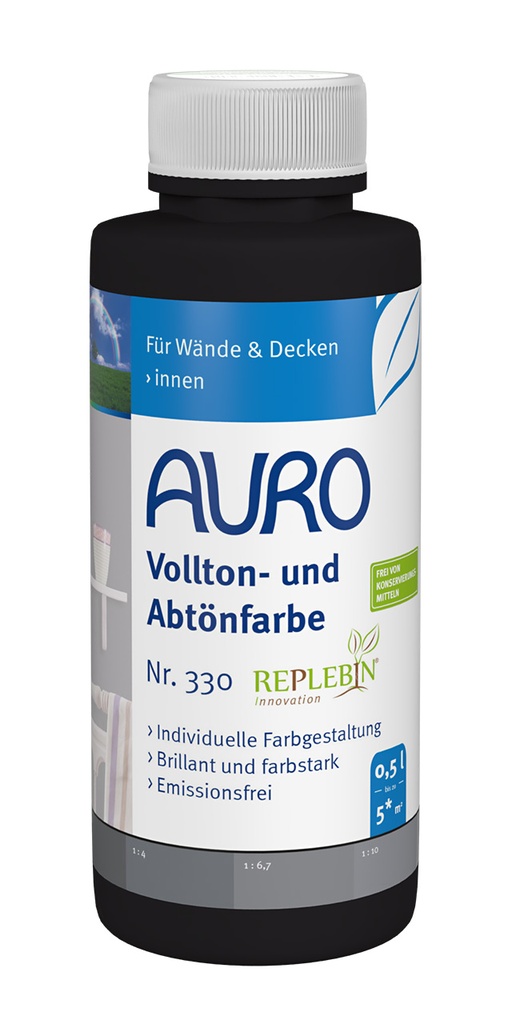 AURO Abtönfarbe, Erd-Schwarz Nr. 330-99 0,5l