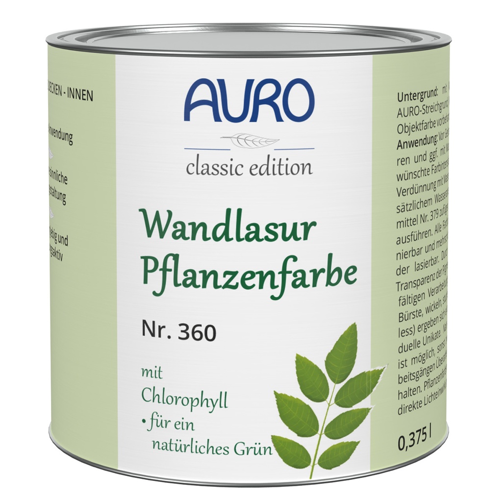 AURO Wandlasur-Pflanzenfarbe, blattgrün Nr. 360-61 0,375L