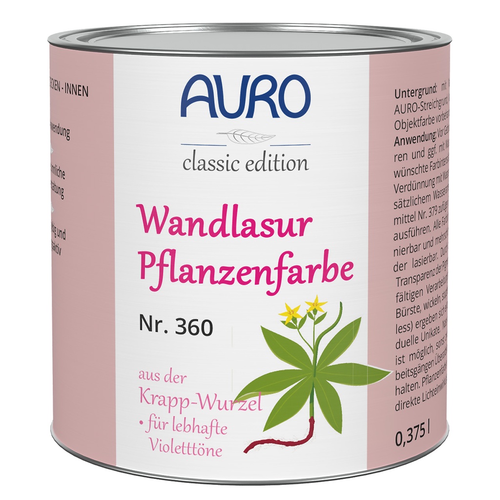 AURO Wandlasur-Pflanzenfarbe krapp-rot 0,375l