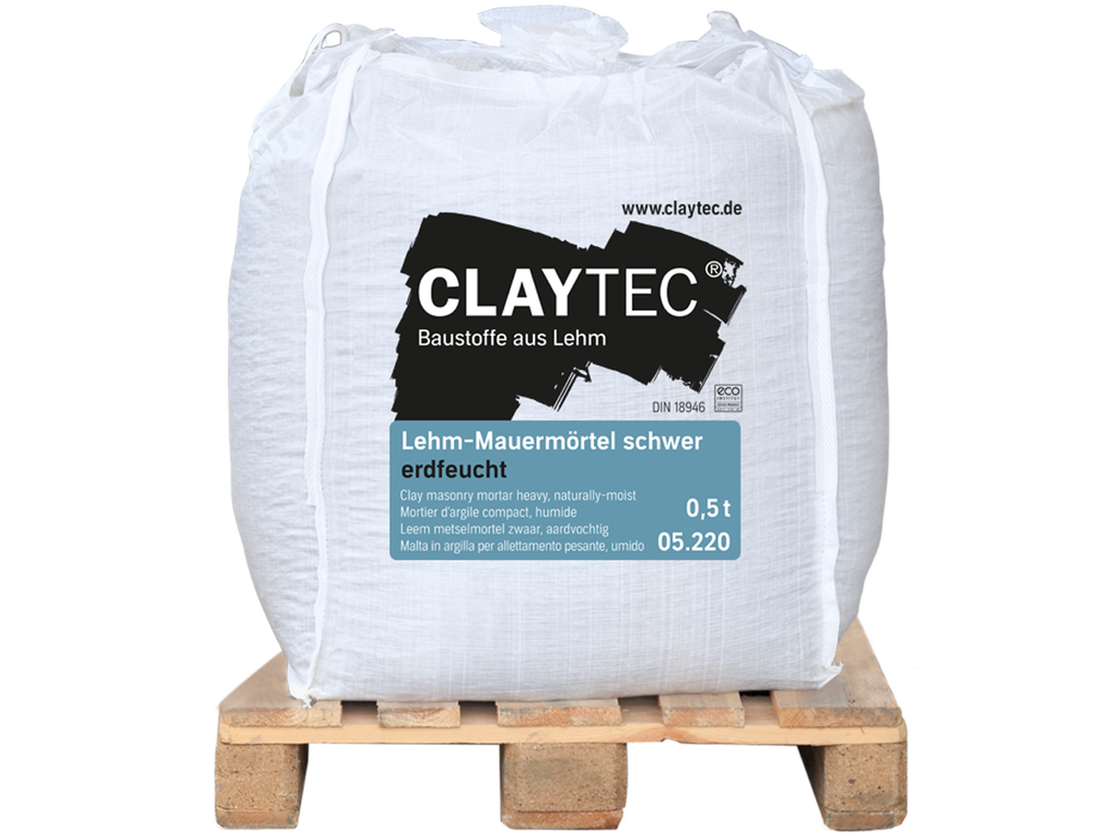 Claytec Lehm-Mauermörtel SCHWER, Erdfeucht 1,0t im Big Bag
