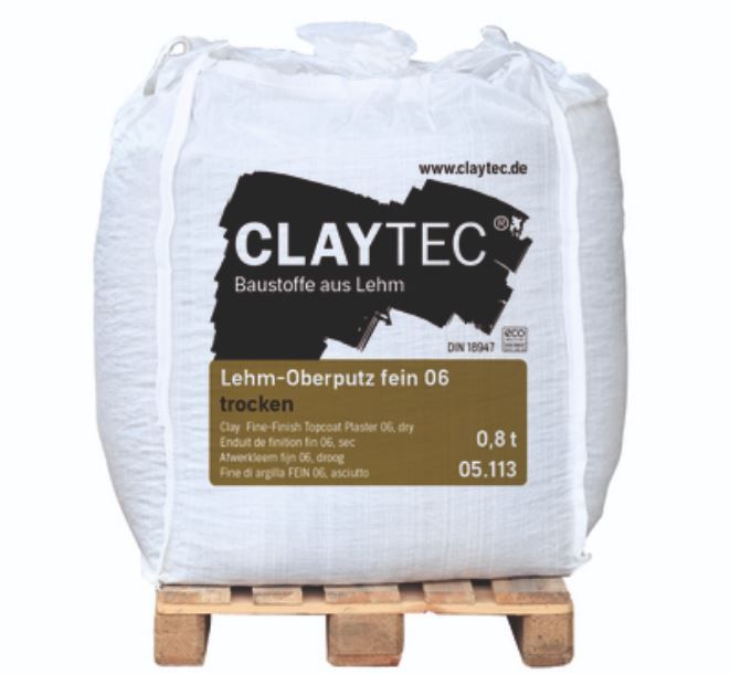 Claytec Lehmoberputz fein 06, 800kg BB trocken