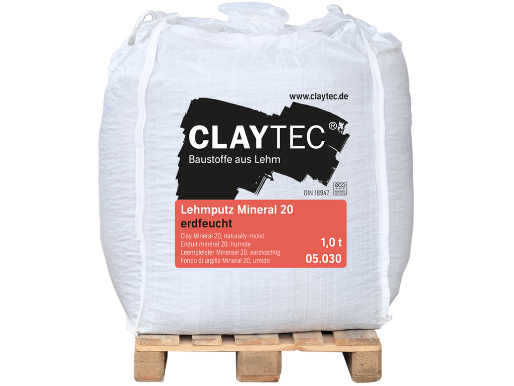 Claytec Lehmputz Mineral 20, ERDFEUCHT 1,0t BB
