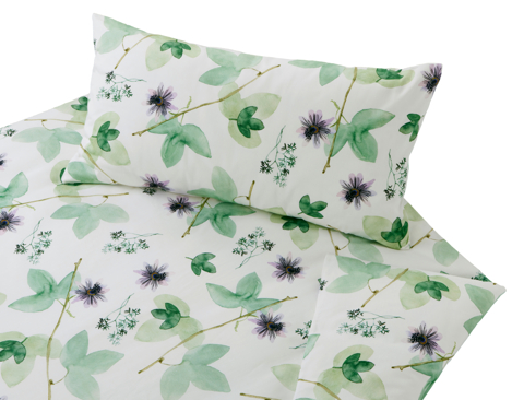 [CD3GP-G001-D0003] Cotonea Bio Satin-Bettwäsche Grüne Pflanzenwelt 135x200/80x80 cm