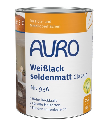 [FU93600025] AURO Weißlack, seidenmatt, Classic Nr. 936 2,5l