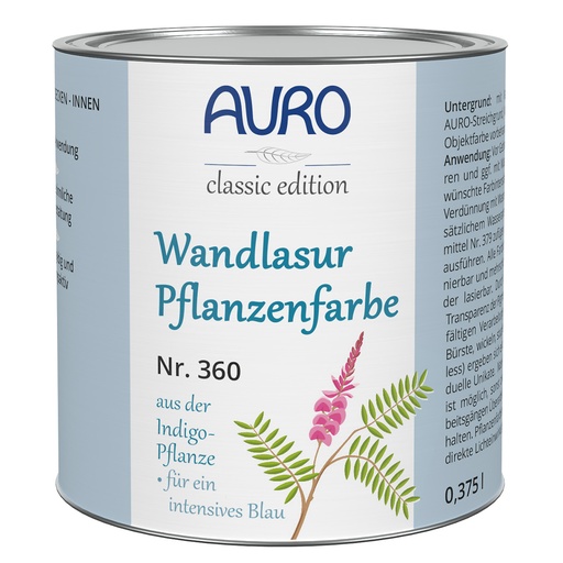 [FU36051003] AURO Wandlasur-Pflanzenfarbe, indigo-blau Nr. 360-51 0,375l
