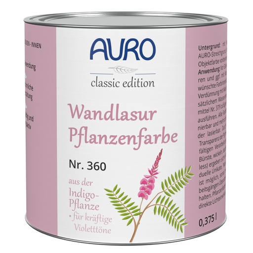 [FU36041003] AURO Wandlasur-Pflanzenfarbe, indigo-rotviolett Nr. 360-41 0,375l