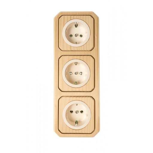 [T1680113] FURORE 3-fach Kombination - 3 x Steckdose - Massivholz Buche
