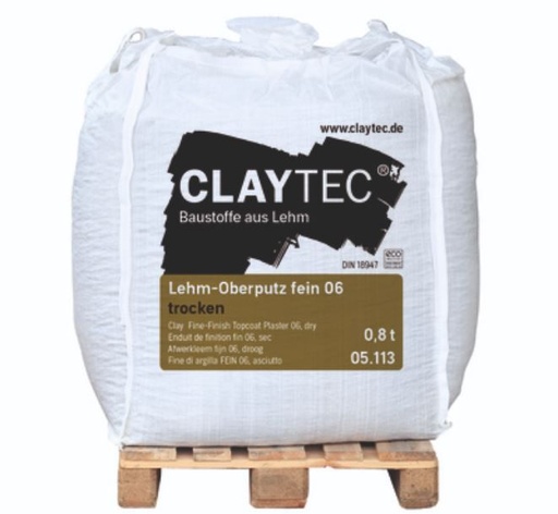 [CL05113] Claytec Lehmoberputz fein 06, 800kg BB trocken